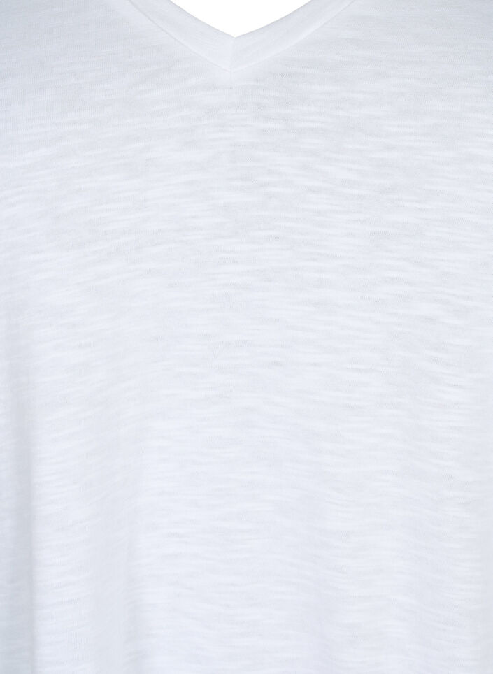T-shirt basique &agrave; manches courtes et col en V, Blanc, Packshot image number 2