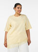 T-shirt avec ourlet asym&eacute;trique en dentelle, Jaune clair, Model image number 0