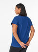 T-shirt de sport ample avec col en v, Bleu, Model image number 2