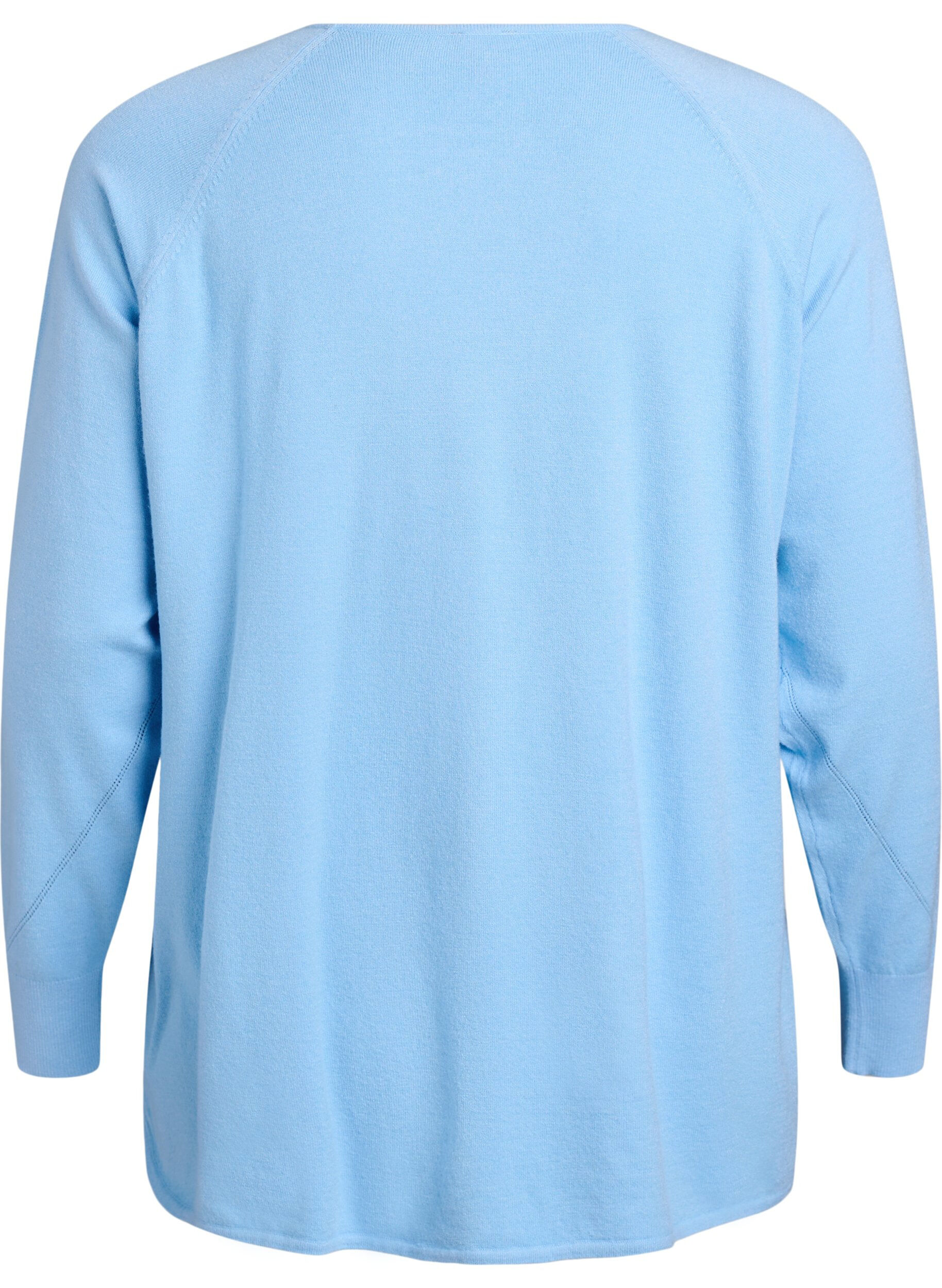 ZizziBlouse en maille &agrave; col rond et motif tricot&eacute;, Bleu Clair, Packshot image number 1