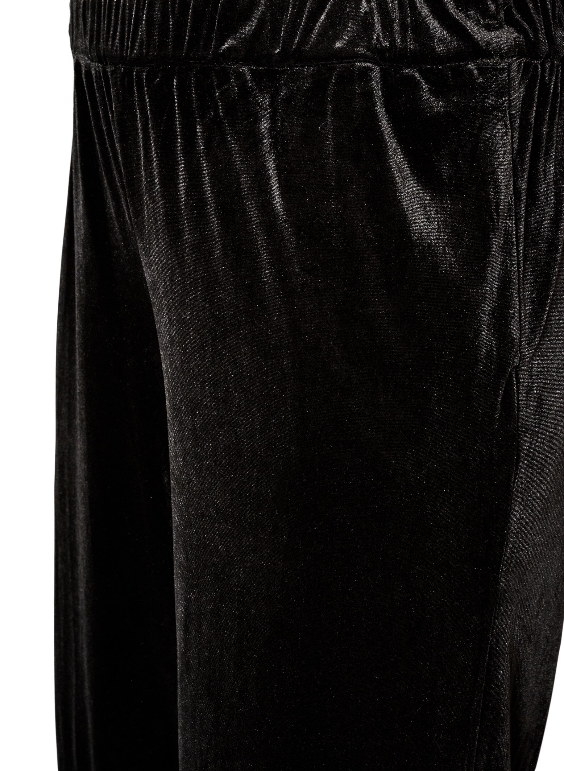 ZizziPantalon en velours coupe ample avec finitions en dentelle, Noir, Packshot image number 2
