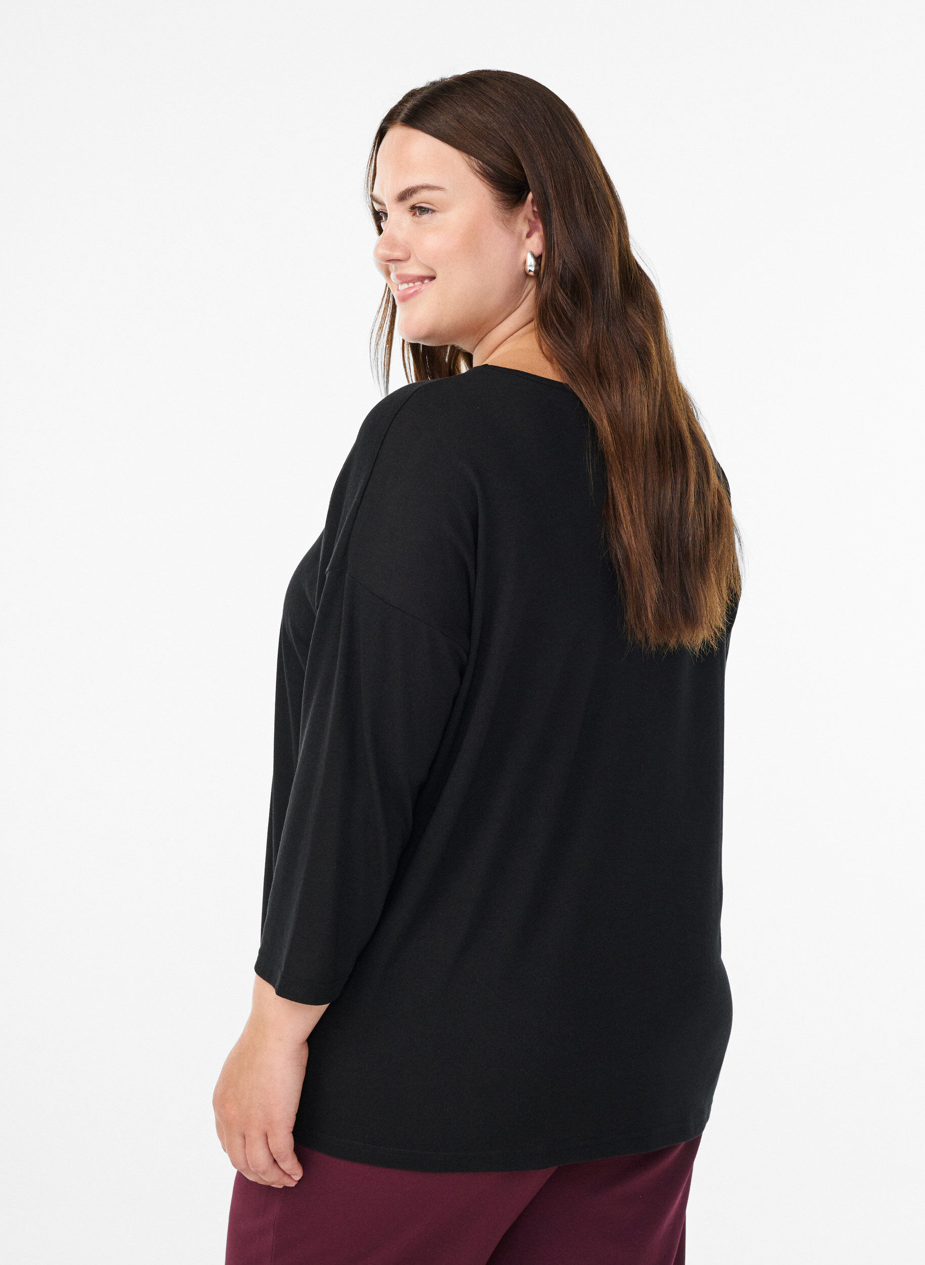 ZizziBlouse en jersey avec manches 3/4, Noir, Model image number 2