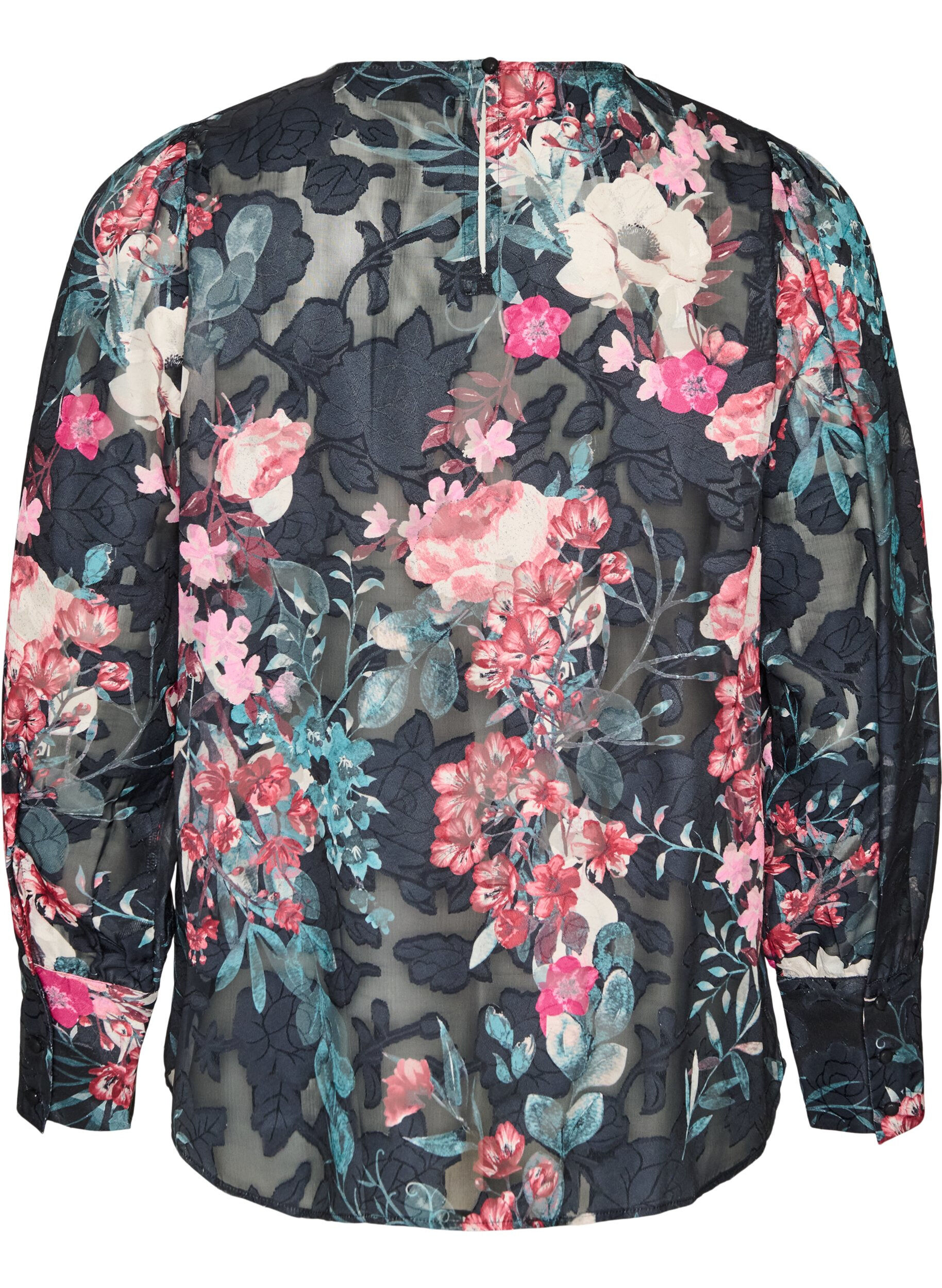 ZizziBlouse fleurie &agrave; la texture tiss&eacute;e, Noir, Packshot image number 1