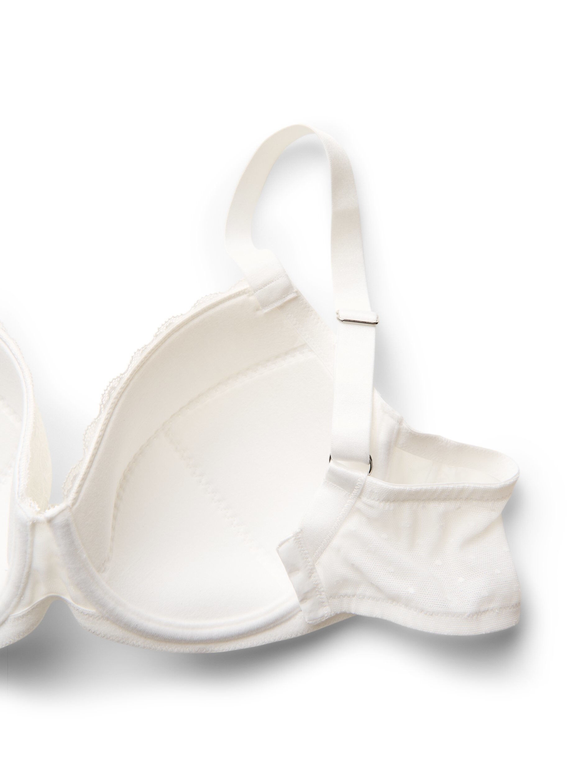Zizzi Soutien-gorge rembourr&eacute; en dentelle avec d&eacute;tails en maille, Blanc, Packshot image number 3