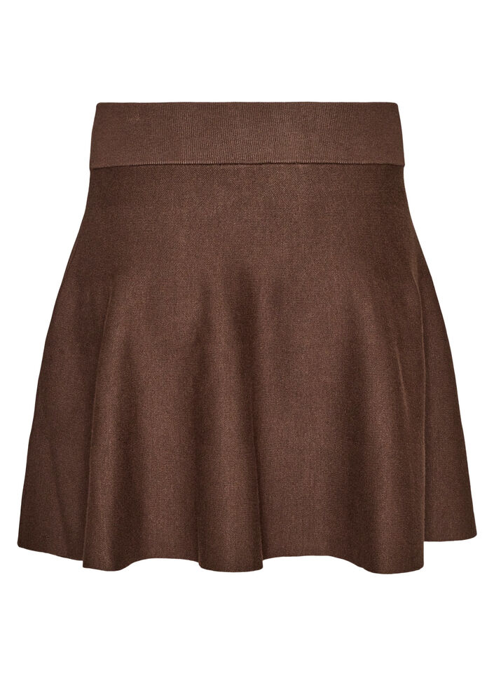 Jupe courte en maille &agrave; coupe &eacute;vas&eacute;e, Marron, Packshot image number 1
