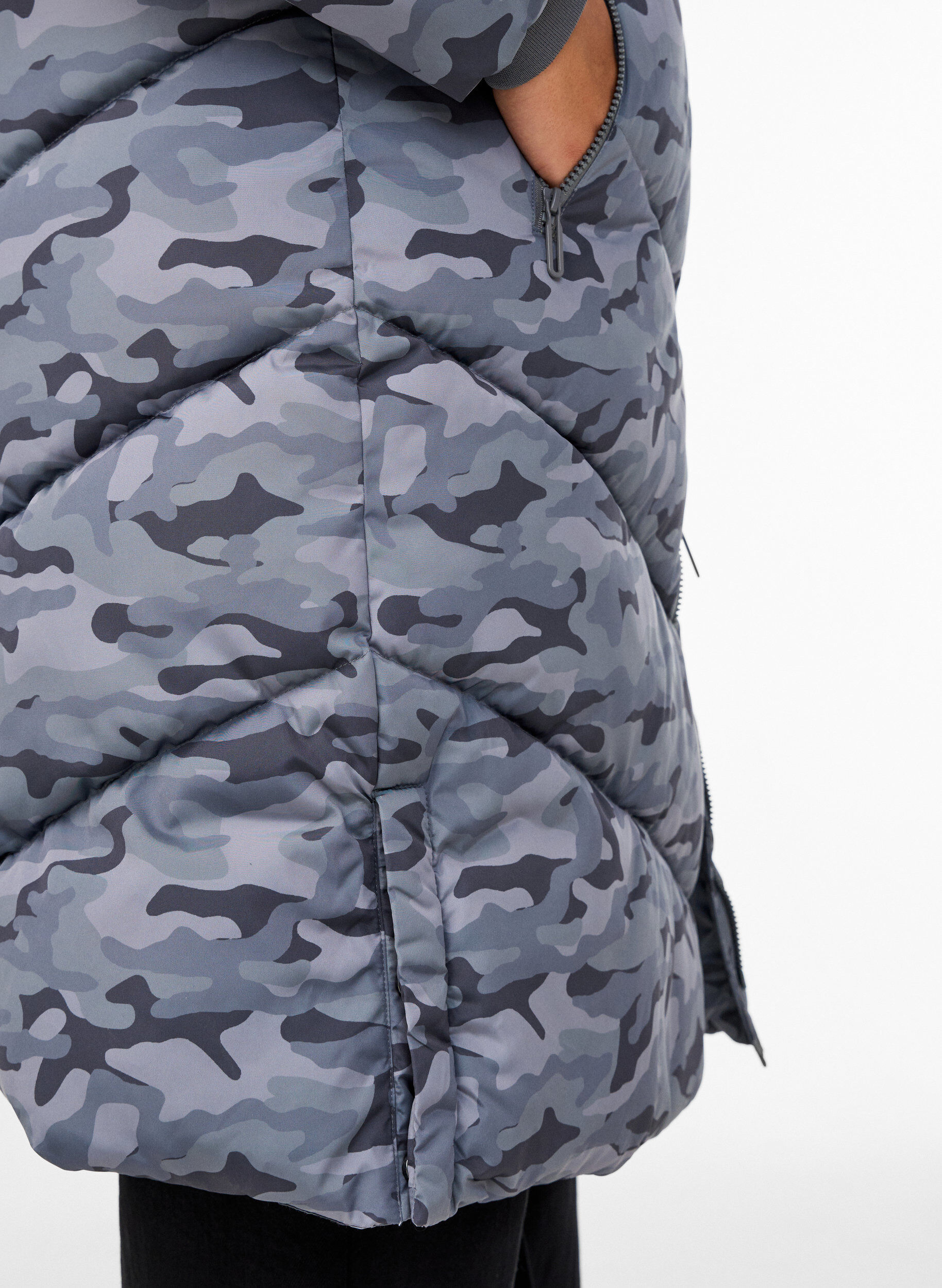ZizziDoudoune longue camouflage, Gris anthracite, Model image number 4