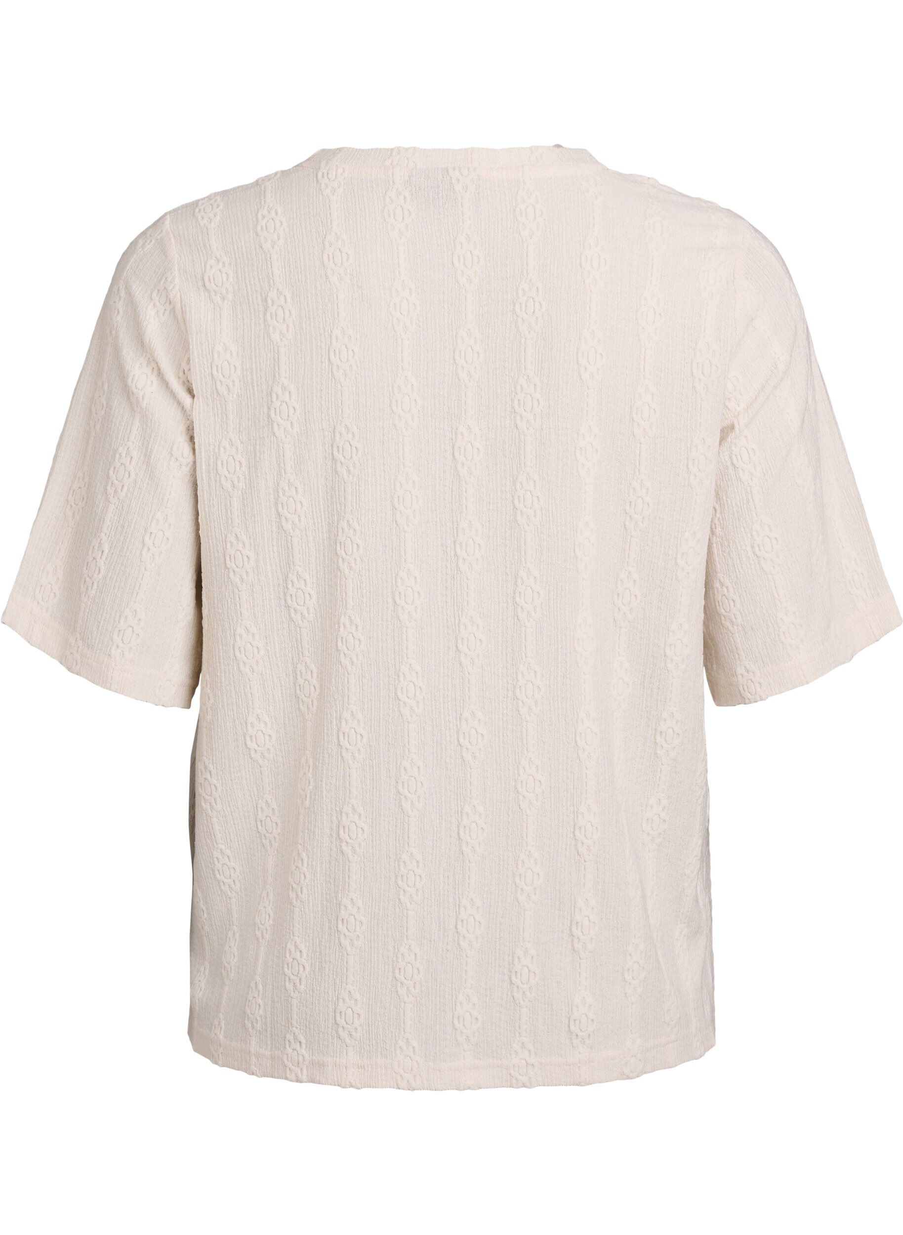 Zizzi Blouse &agrave; motif textur&eacute; et manches courtes, Beige, Packshot image number 1