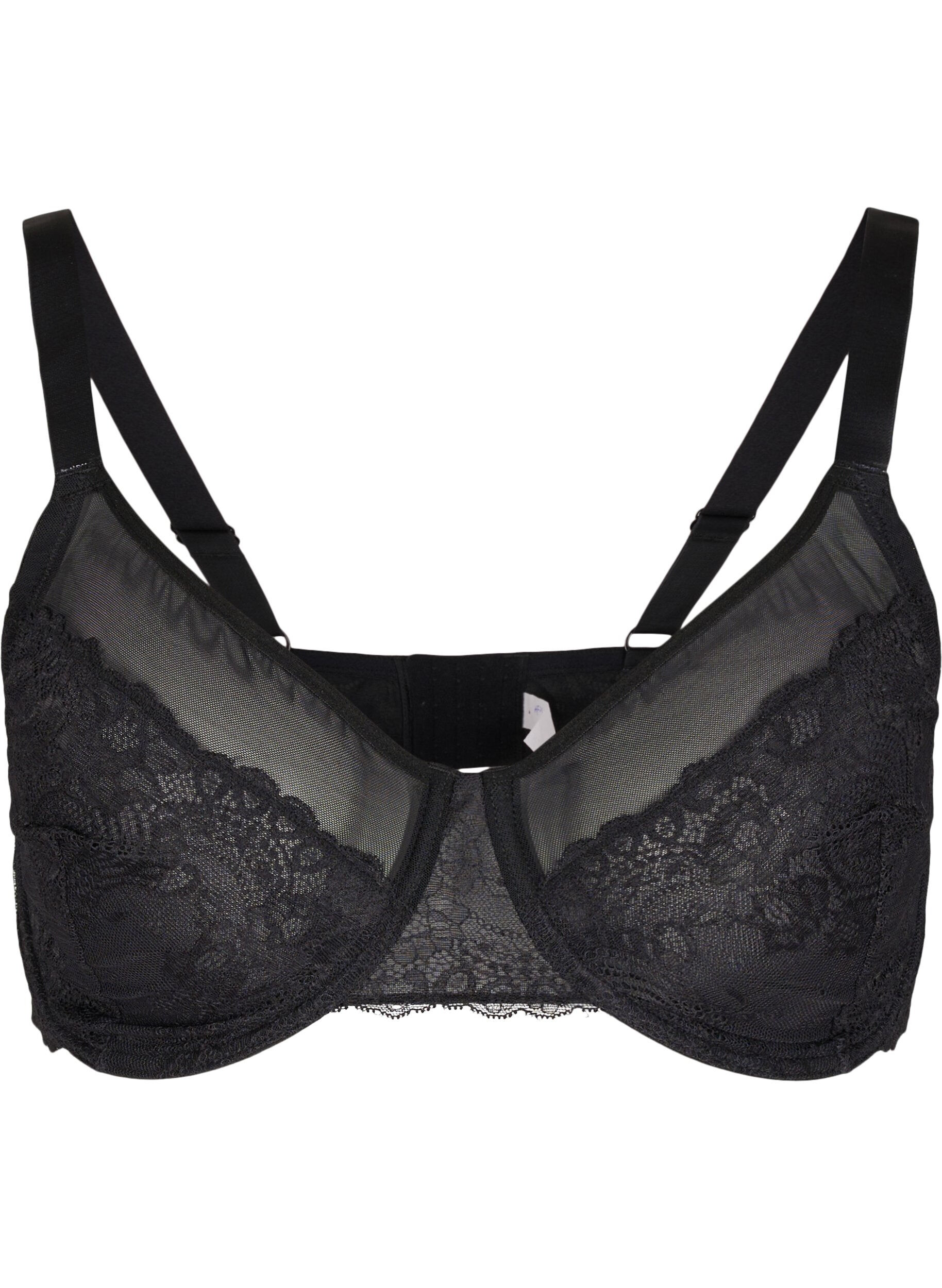 Zizzi Soutien-gorge en dentelle avec r&eacute;sille, Black, Packshot image number 0