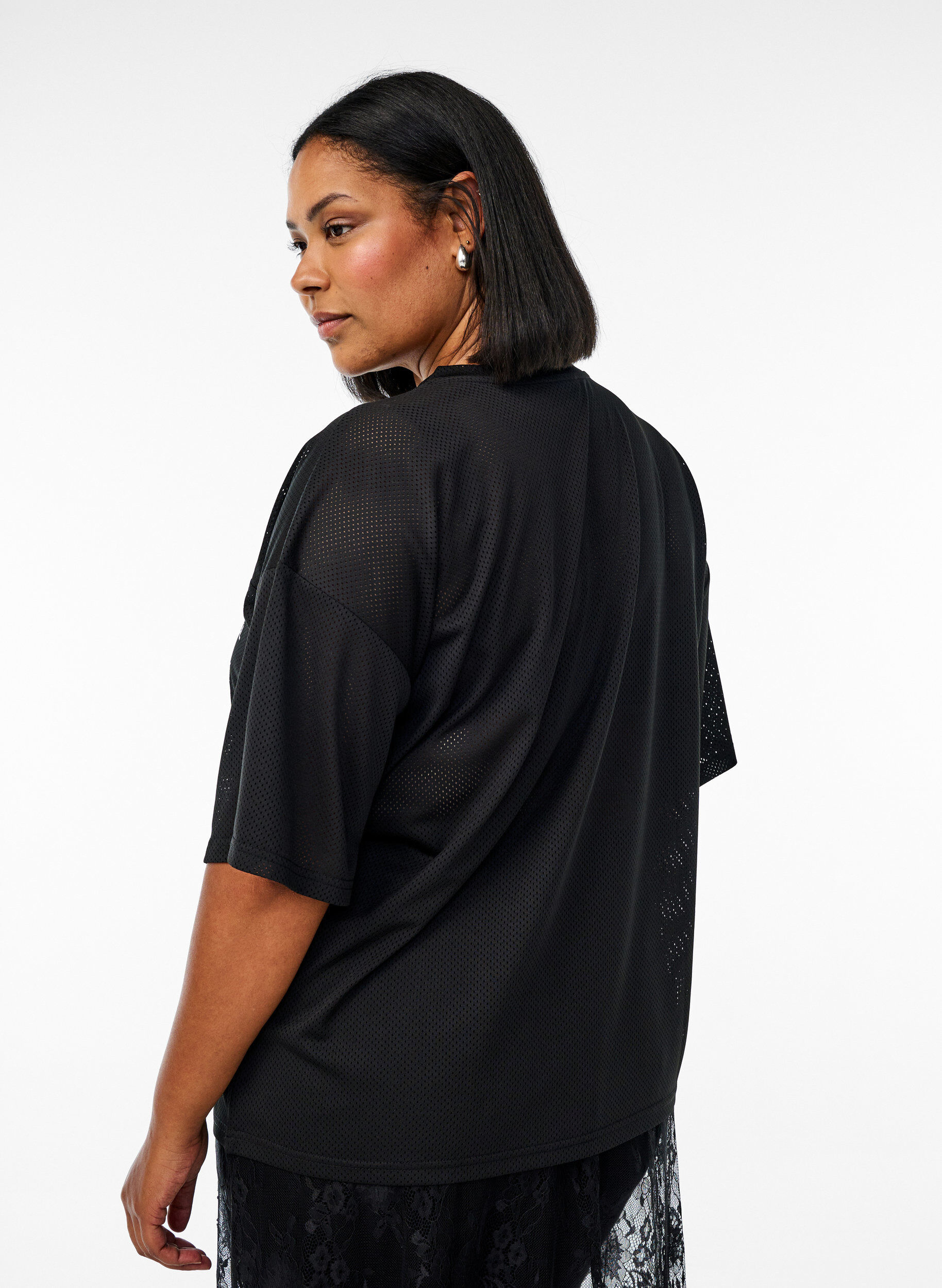 Zizzi T-shirt sport avec imprim&eacute; devant, Black, Model image number 1