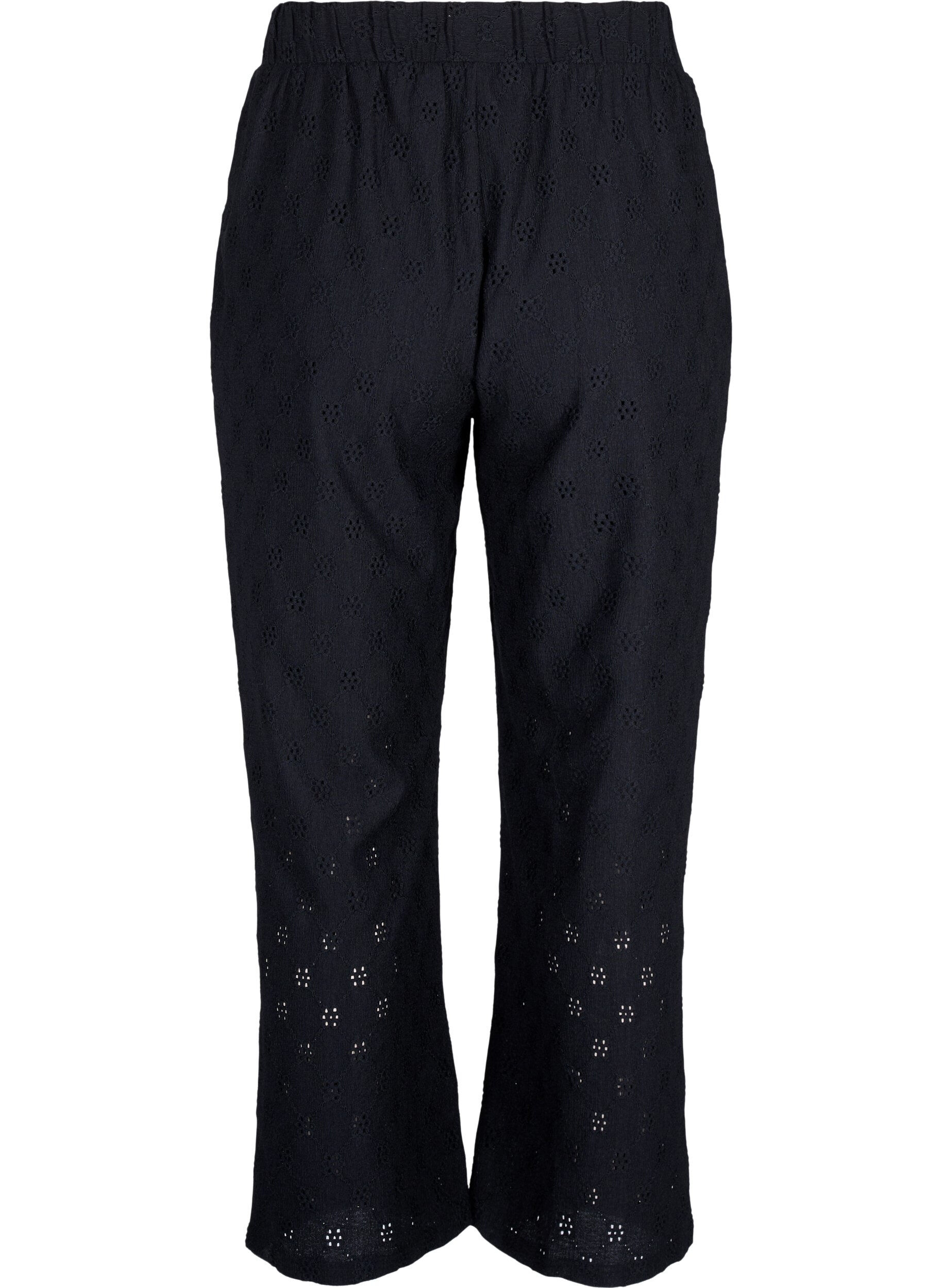 Zizzi Pantalon ample avec motif &agrave; trou, Black, Packshot image number 1