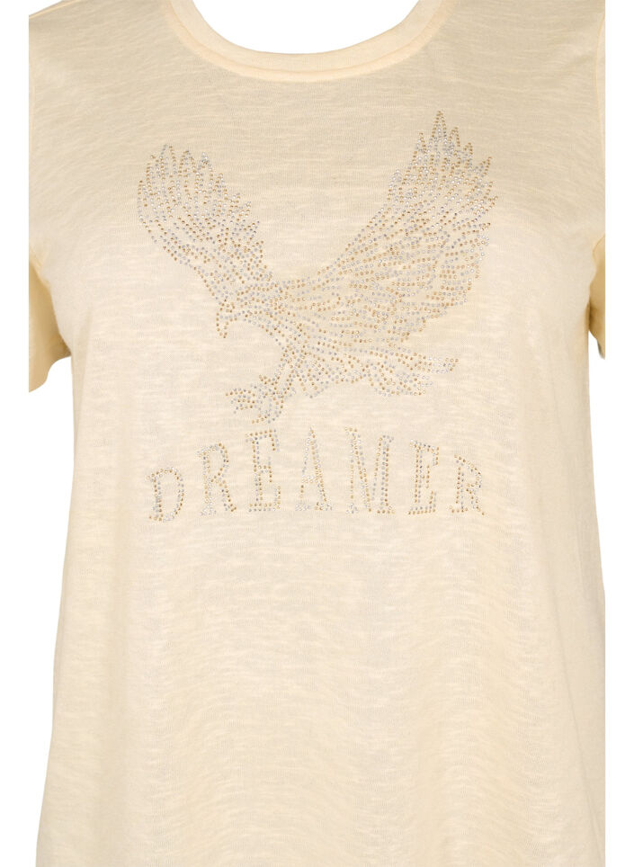 T-shirt avec rivets et col rond, Buttercream, Packshot image number 2