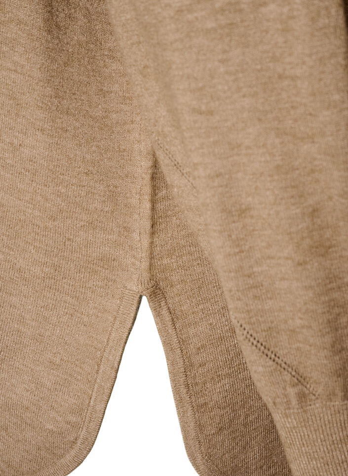 Chemisier en tricot avec col rond et motif tricot, Beige, Packshot image number 3