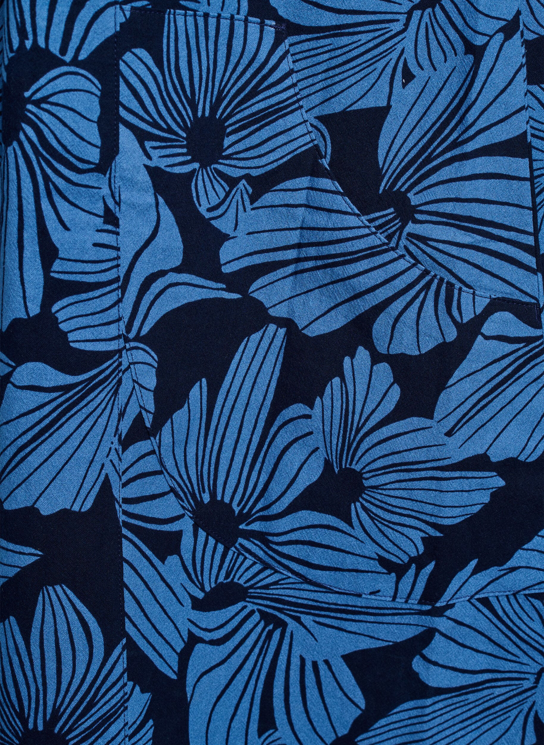 ZizziRobe courte &eacute;vas&eacute;e &agrave; imprim&eacute; floral, Bleu, Packshot image number 3