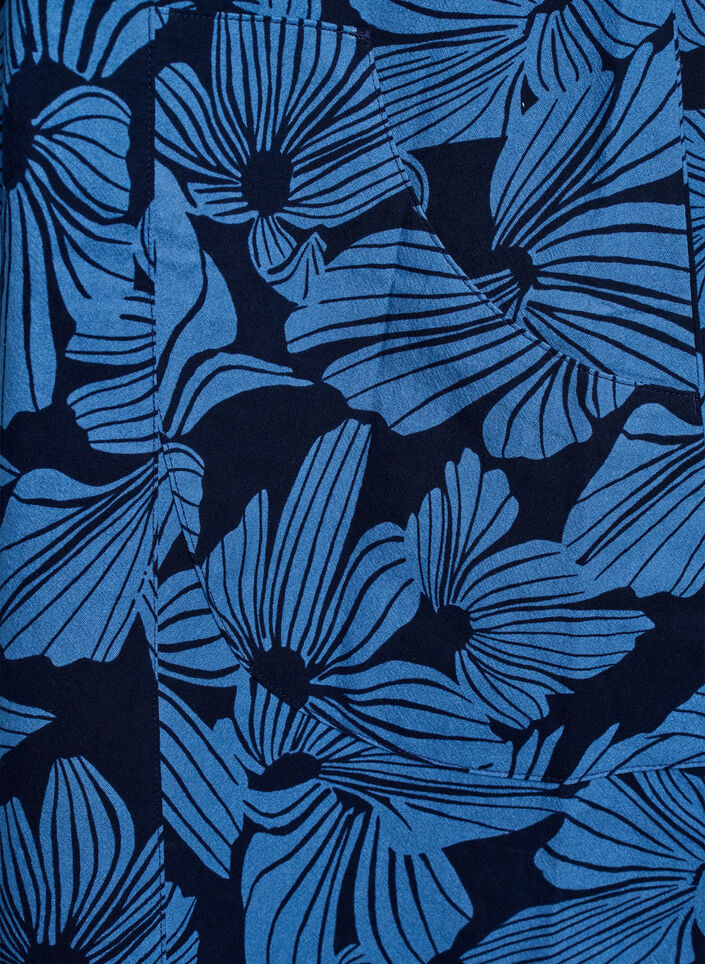 Robe courte &eacute;vas&eacute;e &agrave; imprim&eacute; floral, Bleu, Packshot image number 3