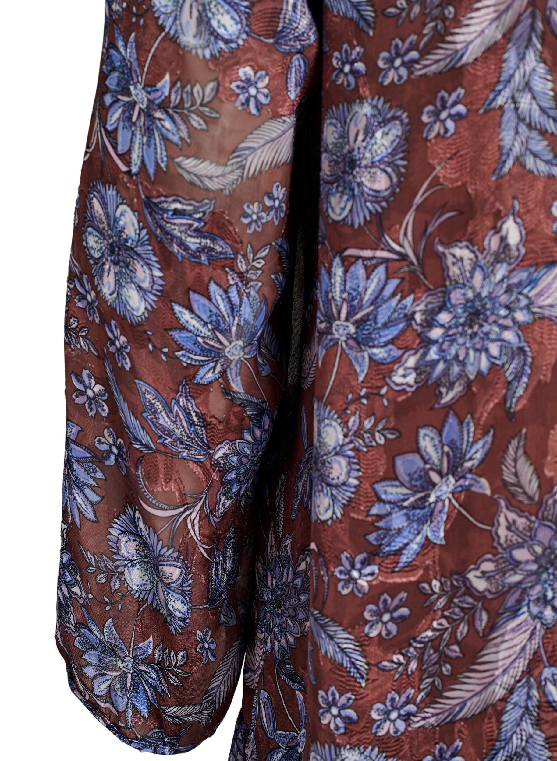 ZizziRobe midi &agrave; imprim&eacute; floral avec ourlet &agrave; volants, Marron, Packshot image number 3