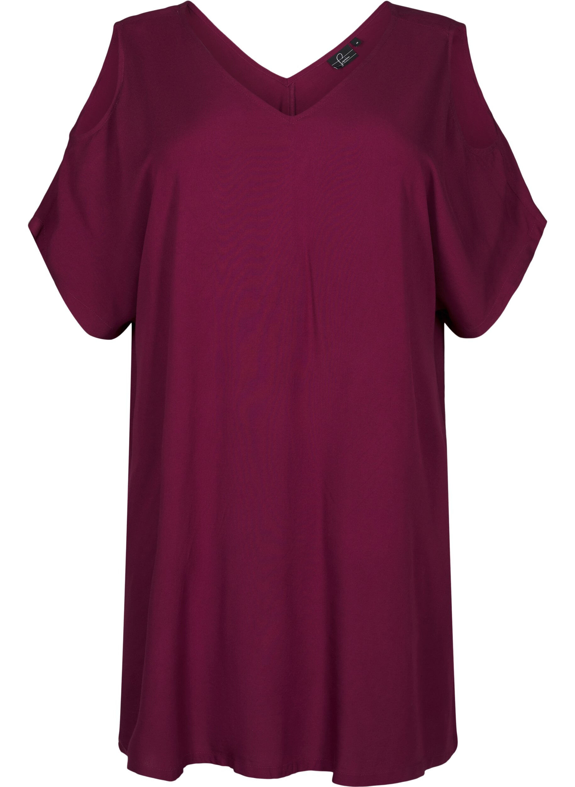 Zizzi Robe de plage en viscose avec d&eacute;tails sur les &eacute;paules, Bordeaux, Packshot image number 0