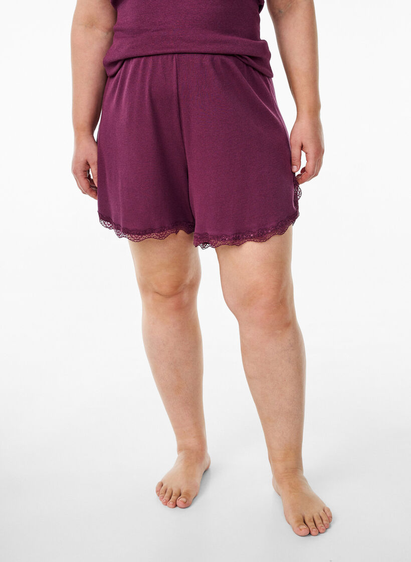 Top avec finitions en dentelle, Bordeaux fonc&eacute;, Model image number 3