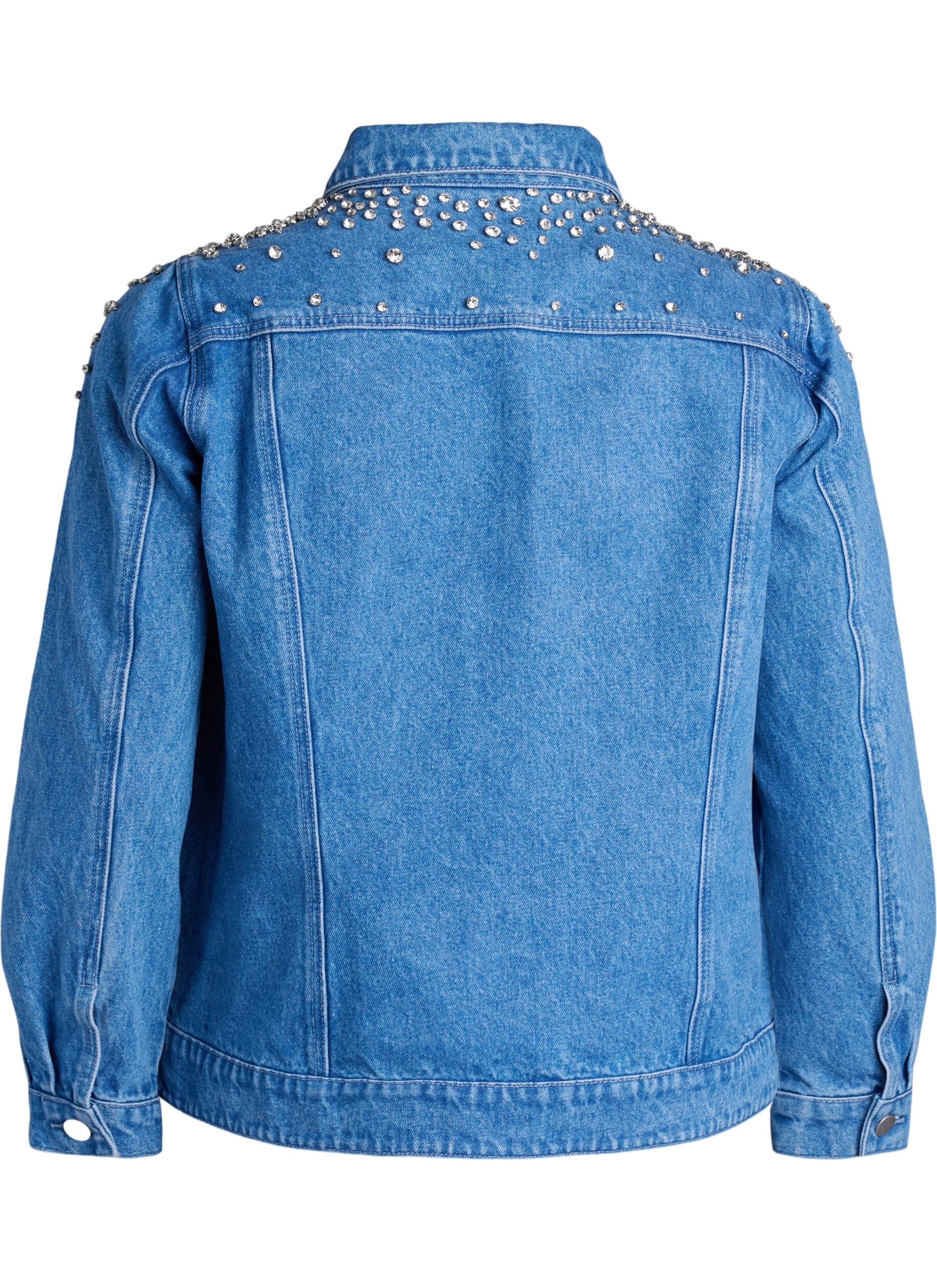 Zizzi Veste en jean avec strass, Bleu, Packshot image number 1
