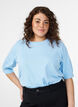 Blouse en fine maille &agrave; manches courtes, Bleu Clair, Model image number 0
