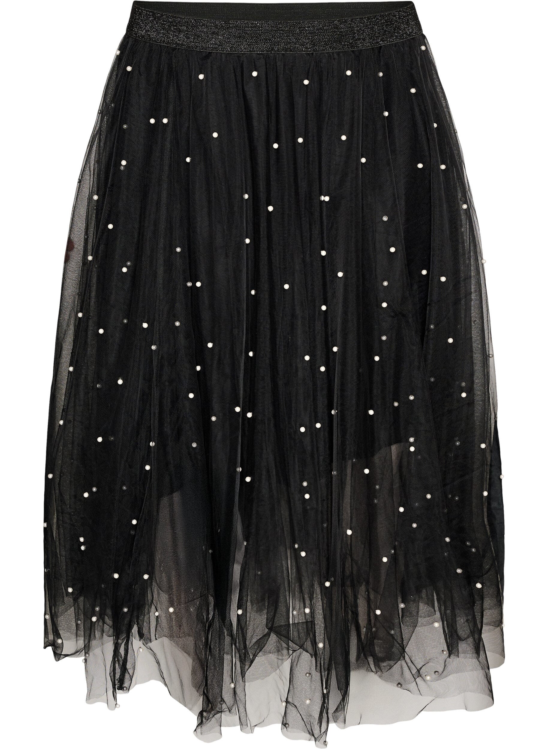 Jupe midi en tulle avec perles