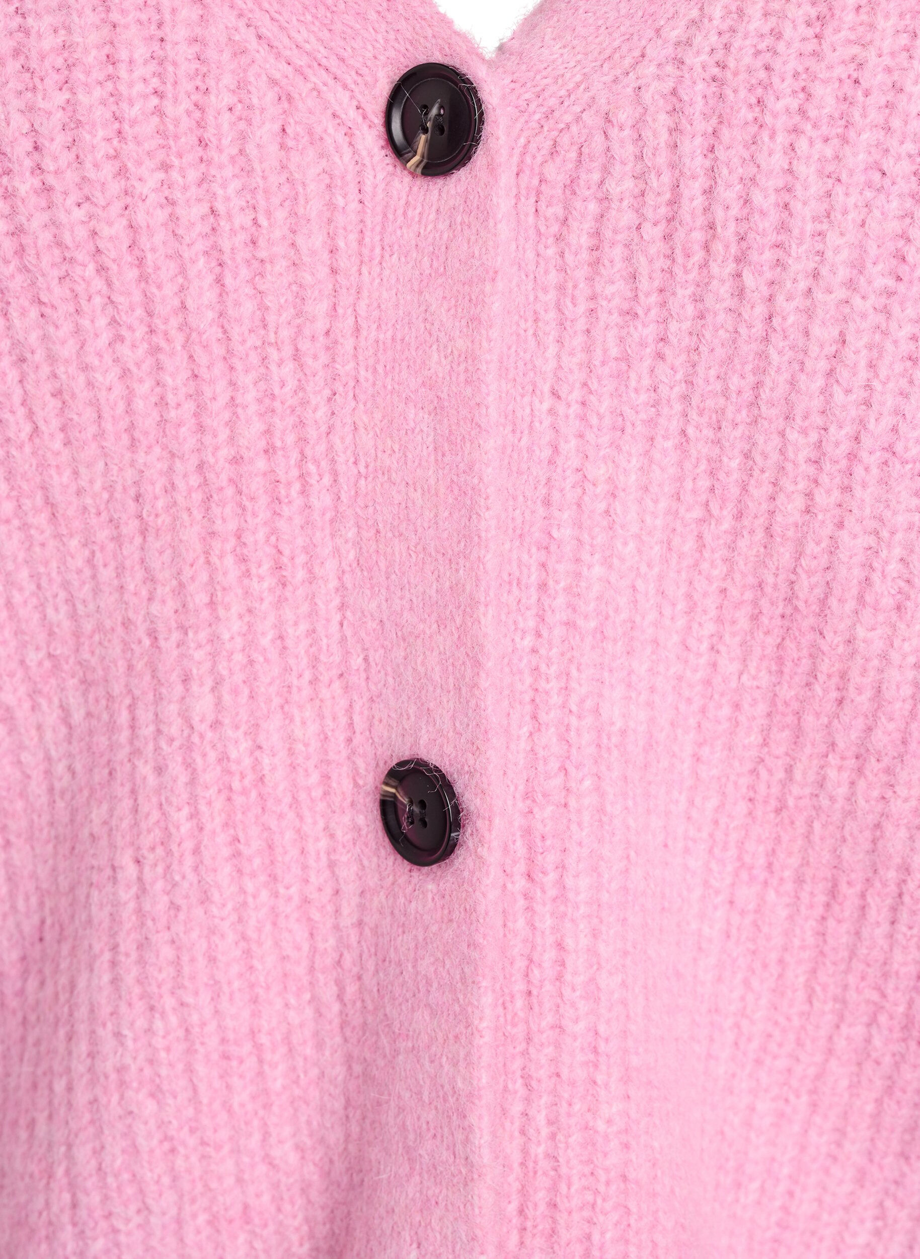 Zizzi Cardigan en maille &agrave; col V, Rose, Packshot image number 2