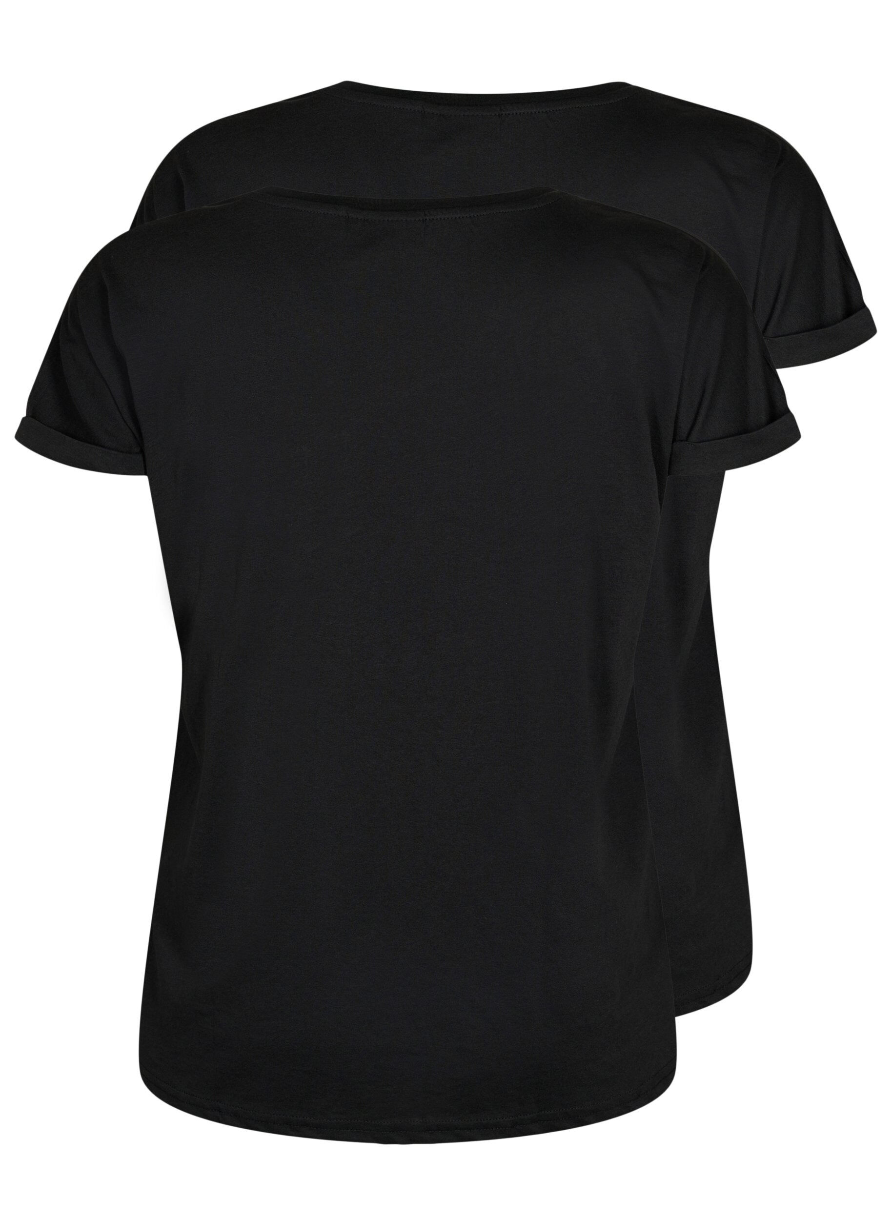 Zizzi2 packs de t-shirts &agrave; manches courtes, Noir, Packshot image number 1