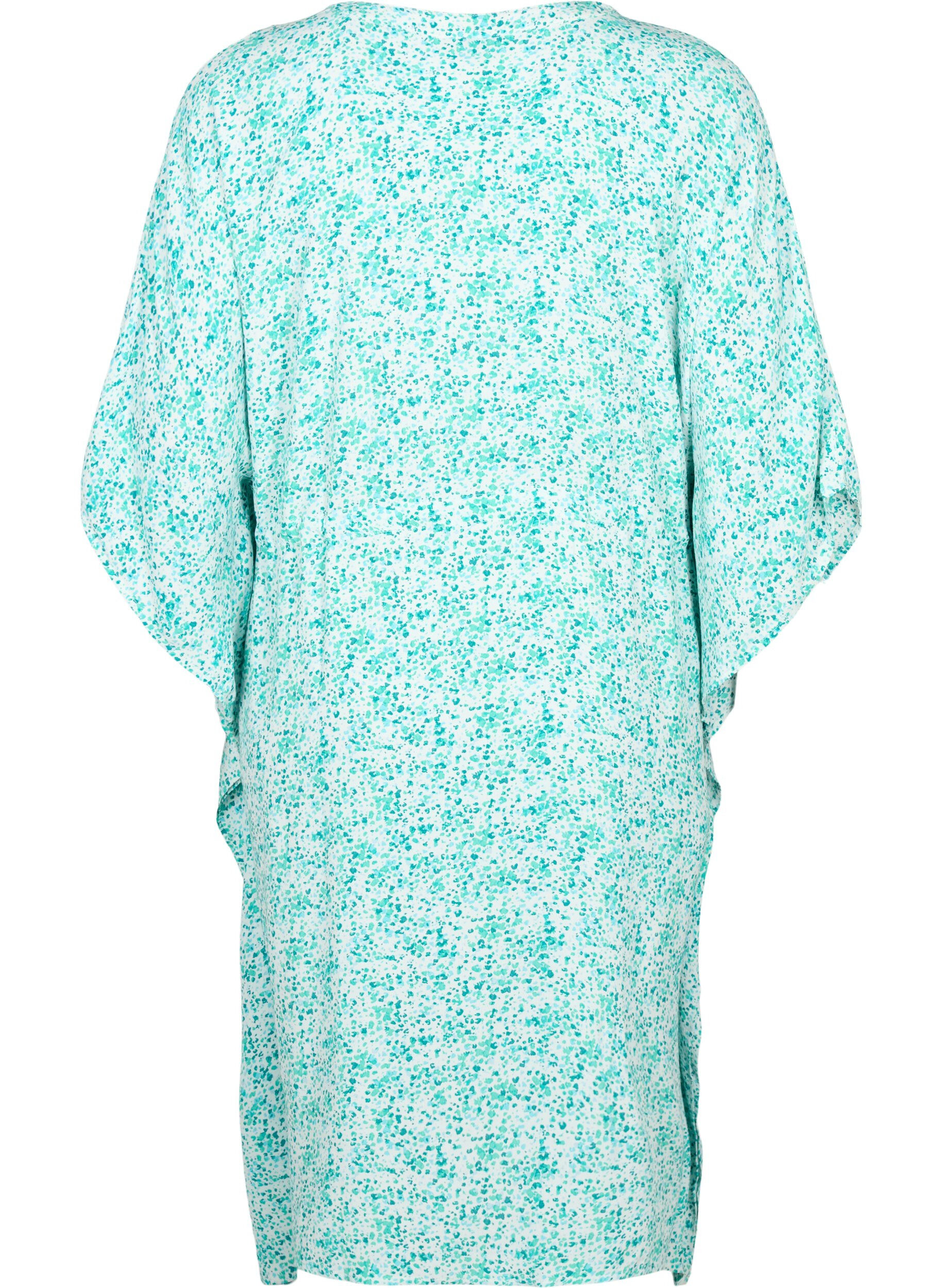 Zizzi Robe caftan en viscose avec imprim&eacute;, Green Dot, Packshot image number 1