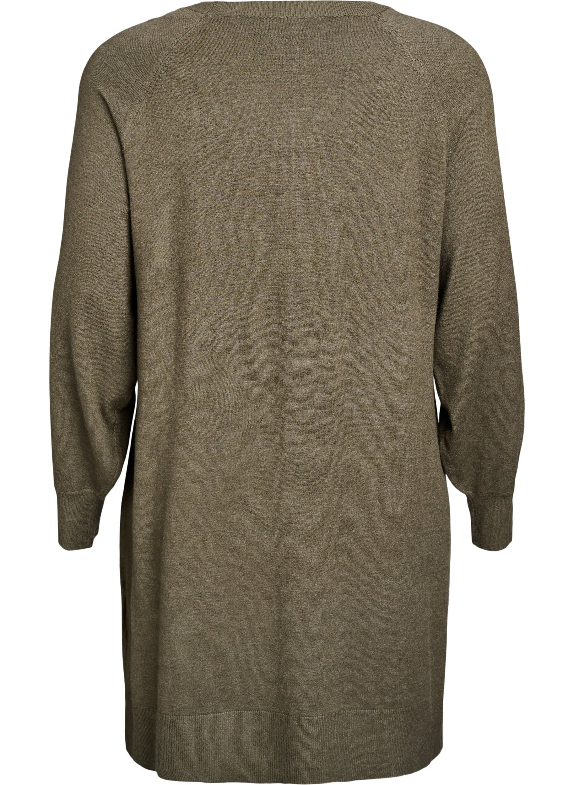 ZizziRobe courte en maille &agrave; manches raglan et couture centrale, Vert Kaki, Packshot image number 1