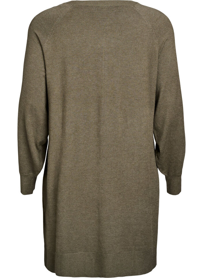 Robe courte en maille &agrave; manches raglan et couture centrale, Vert Kaki, Packshot image number 1
