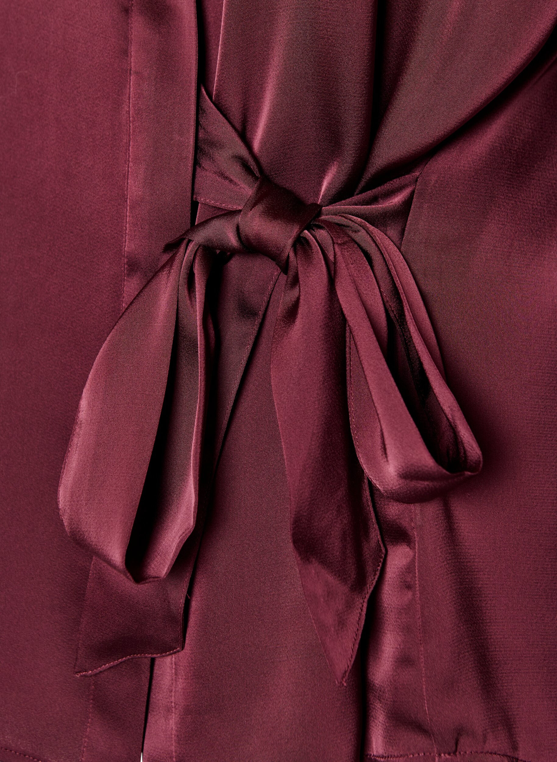 ZizziChemisier aspect satin&eacute; et effet portefeuille, Bordeaux, Packshot image number 3