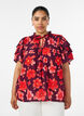 Blouse florale en viscose avec manches &agrave; volants, Violet, Model image number 0