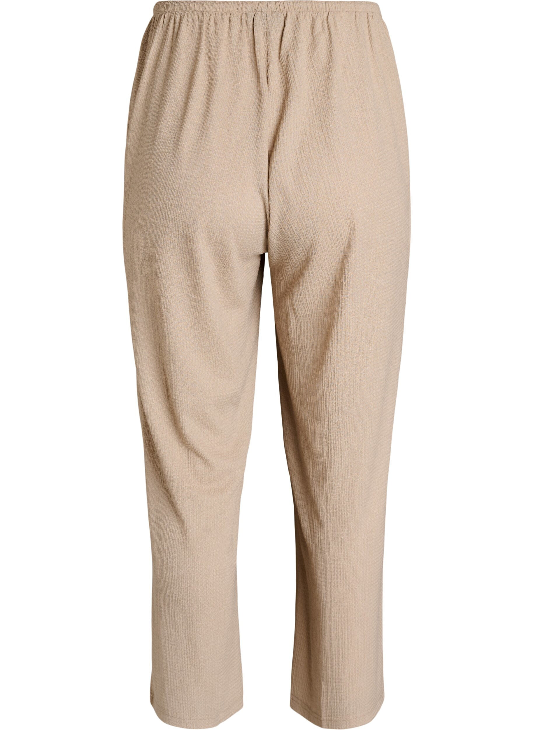 ZizziPantalon large en tissu l&eacute;ger et textur&eacute;, Beige, Packshot image number 1