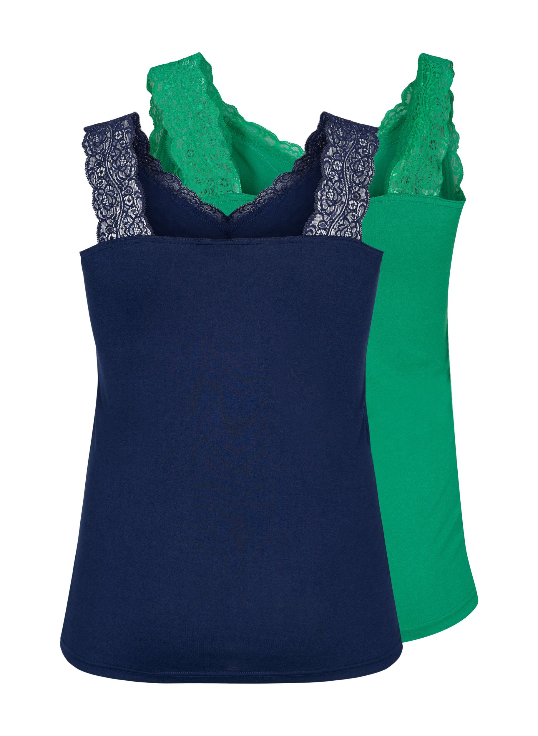Zizzi Haut &agrave; dentelle 2-lots, Navy B/Jolly Green, Packshot image number 1