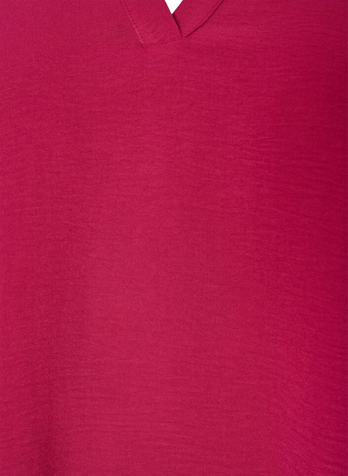 Blouse avec poignets smock&eacute;s et col en V, Bordeaux, Packshot image number 2