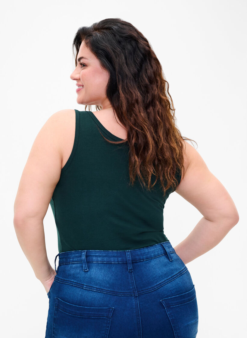 Haut basique en coton, Vert fonc&eacute;, Model image number 2