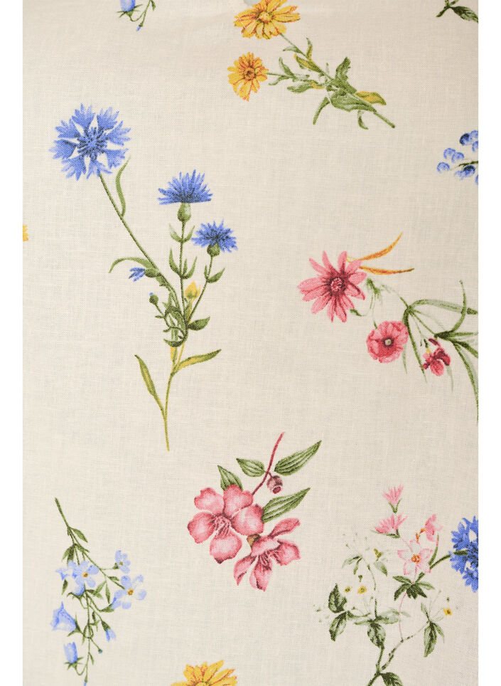 Blouse en viscose et lin avec manches &agrave; volants, Beige, Packshot image number 2