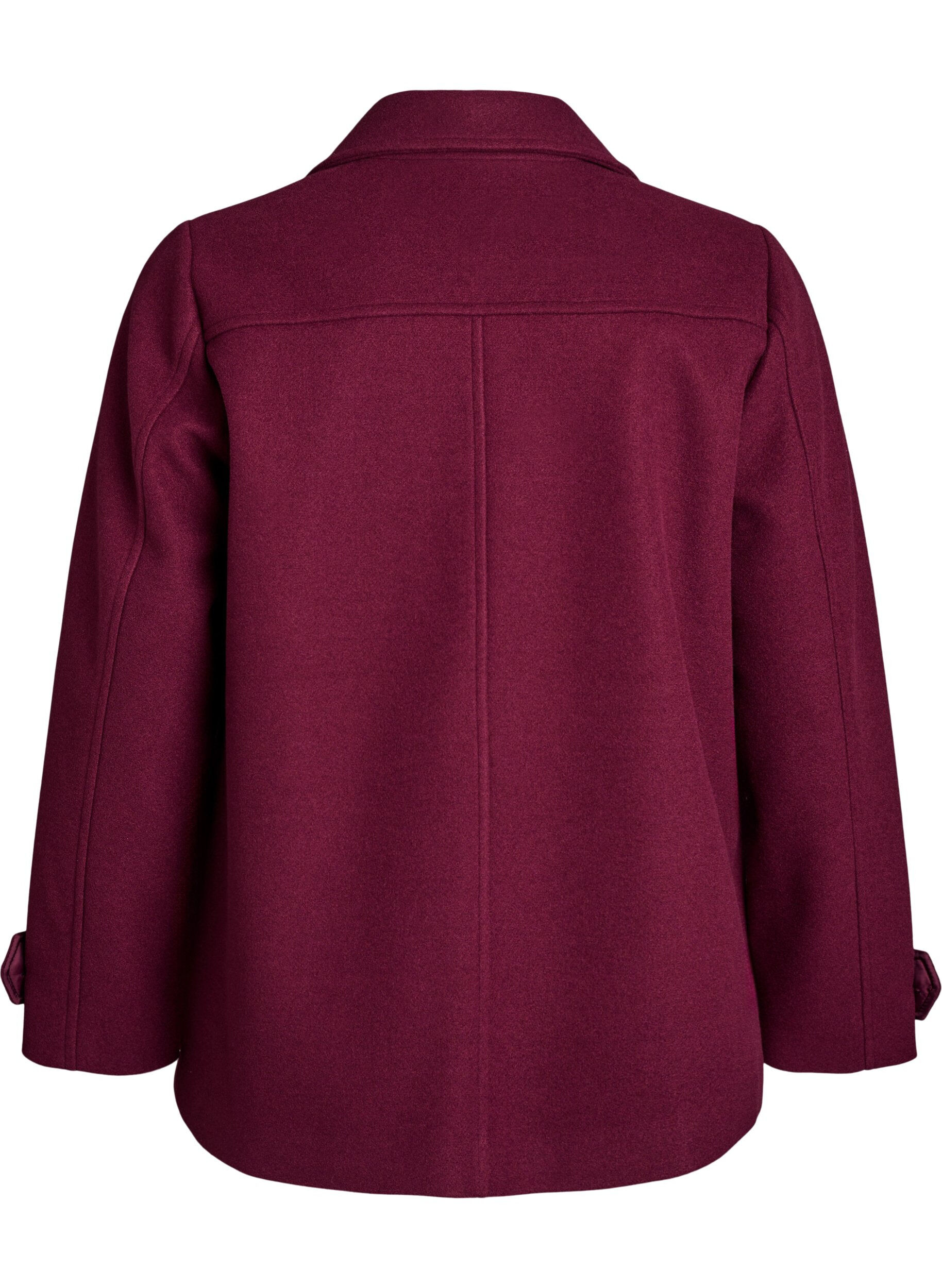 Zizzi Manteau court avec fermeture &agrave; double-boutonnage, Bordeaux fonc&eacute;, Packshot image number 1