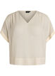 Blouse en seersucker avec col en V, Beige, Packshot image number 0