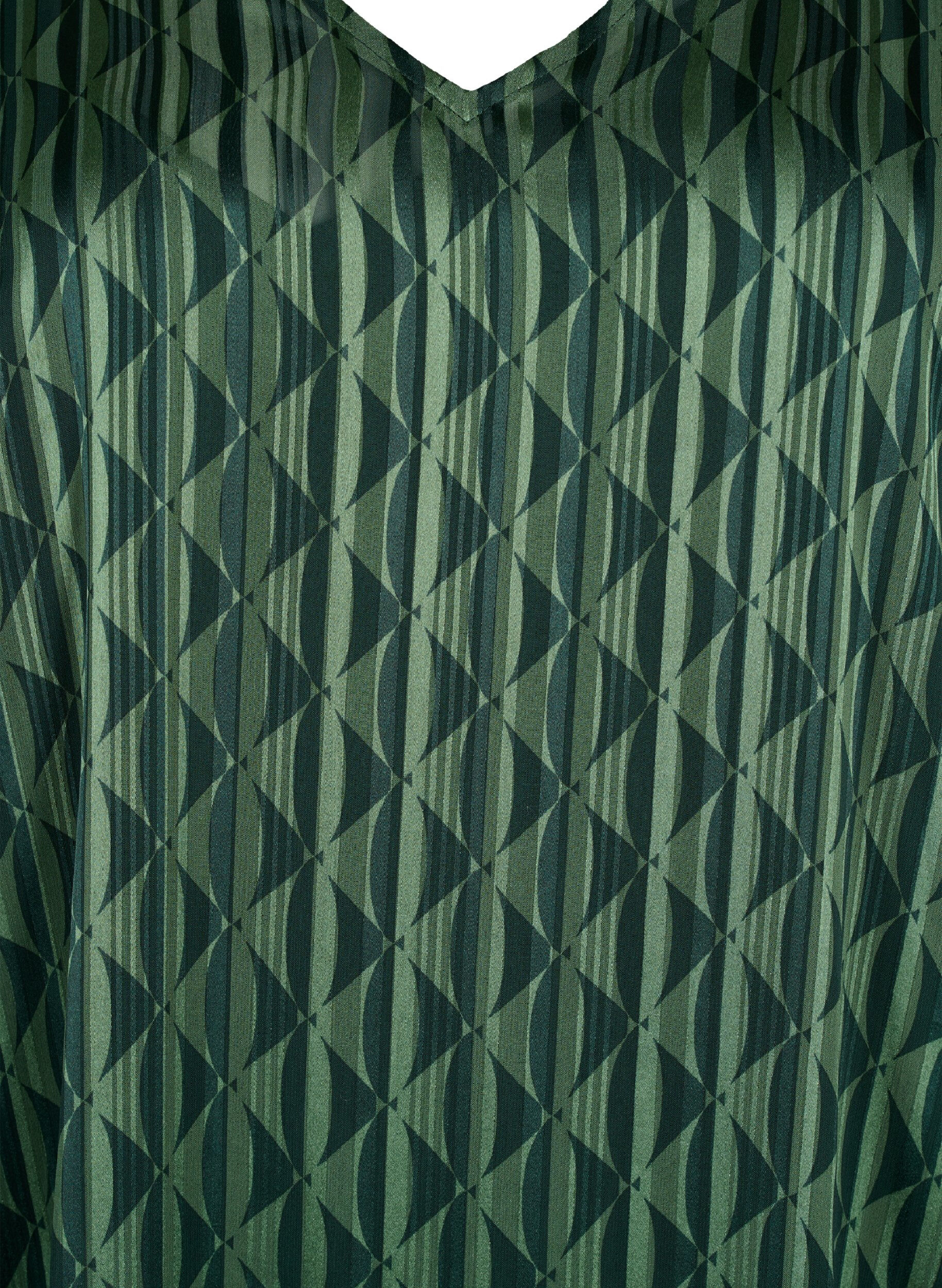 Zizzi Robes &agrave; manches longues avec encolure en V et imprim&eacute;, Scarab AOP, Packshot image number 2