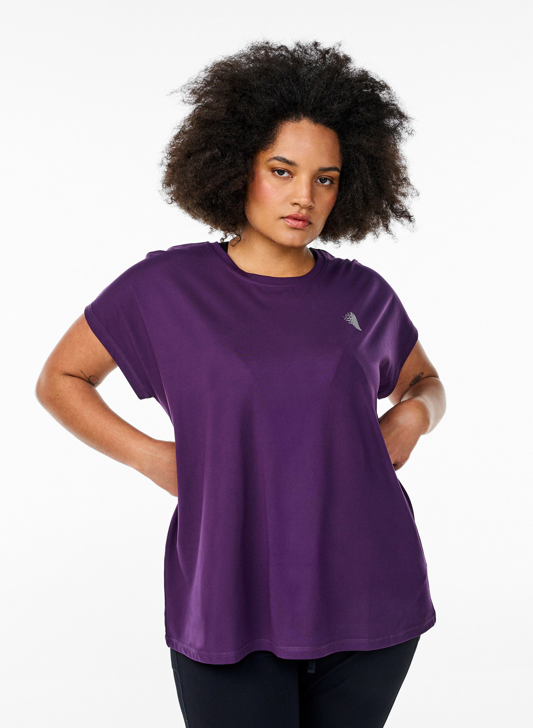 Zizzi T-shirt de sport couleur unie, Violet, Model image number 0