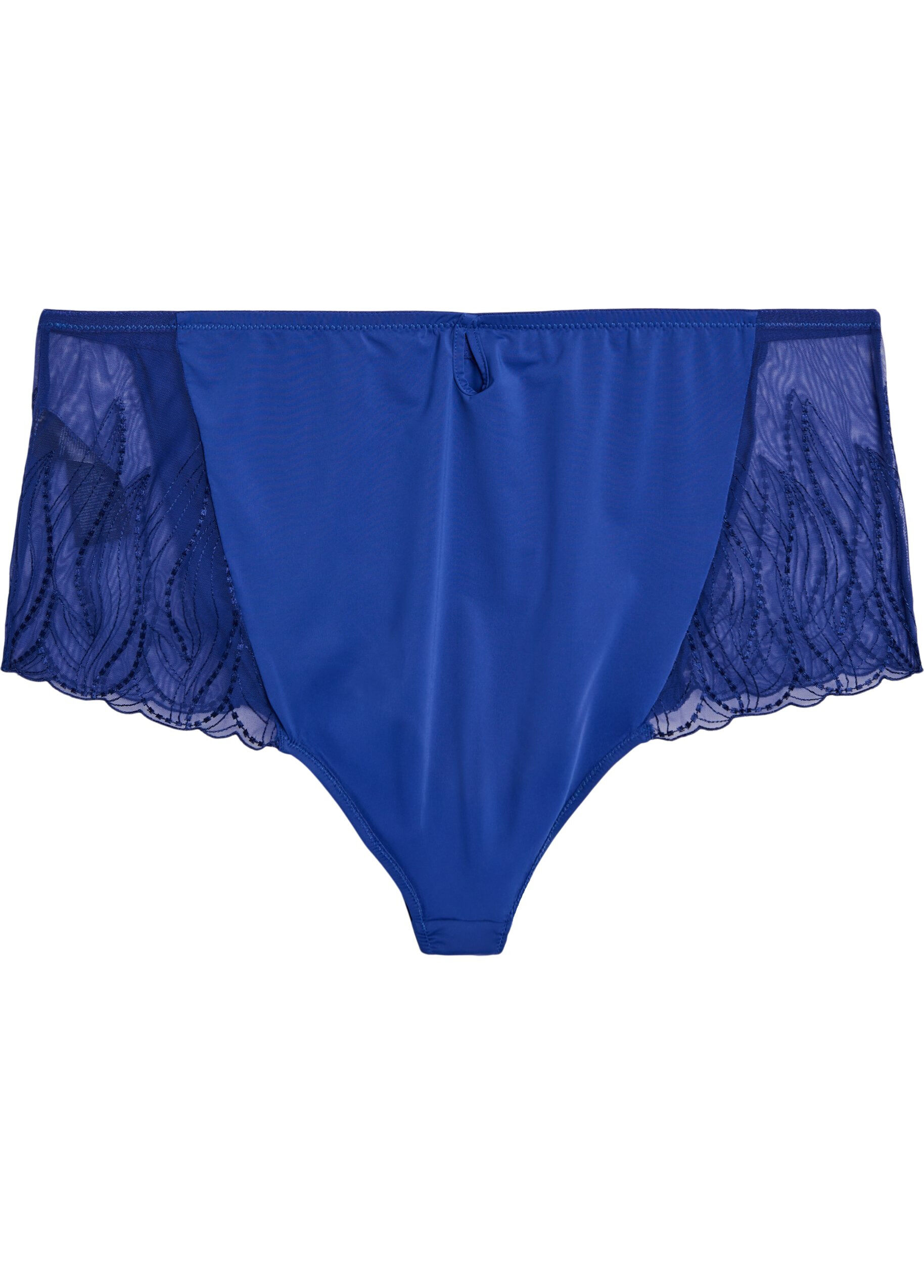Zizzi Culotte hipster en microfibre avec dentelle sur les c&ocirc;t&eacute;s, Bleu, Packshot image number 1