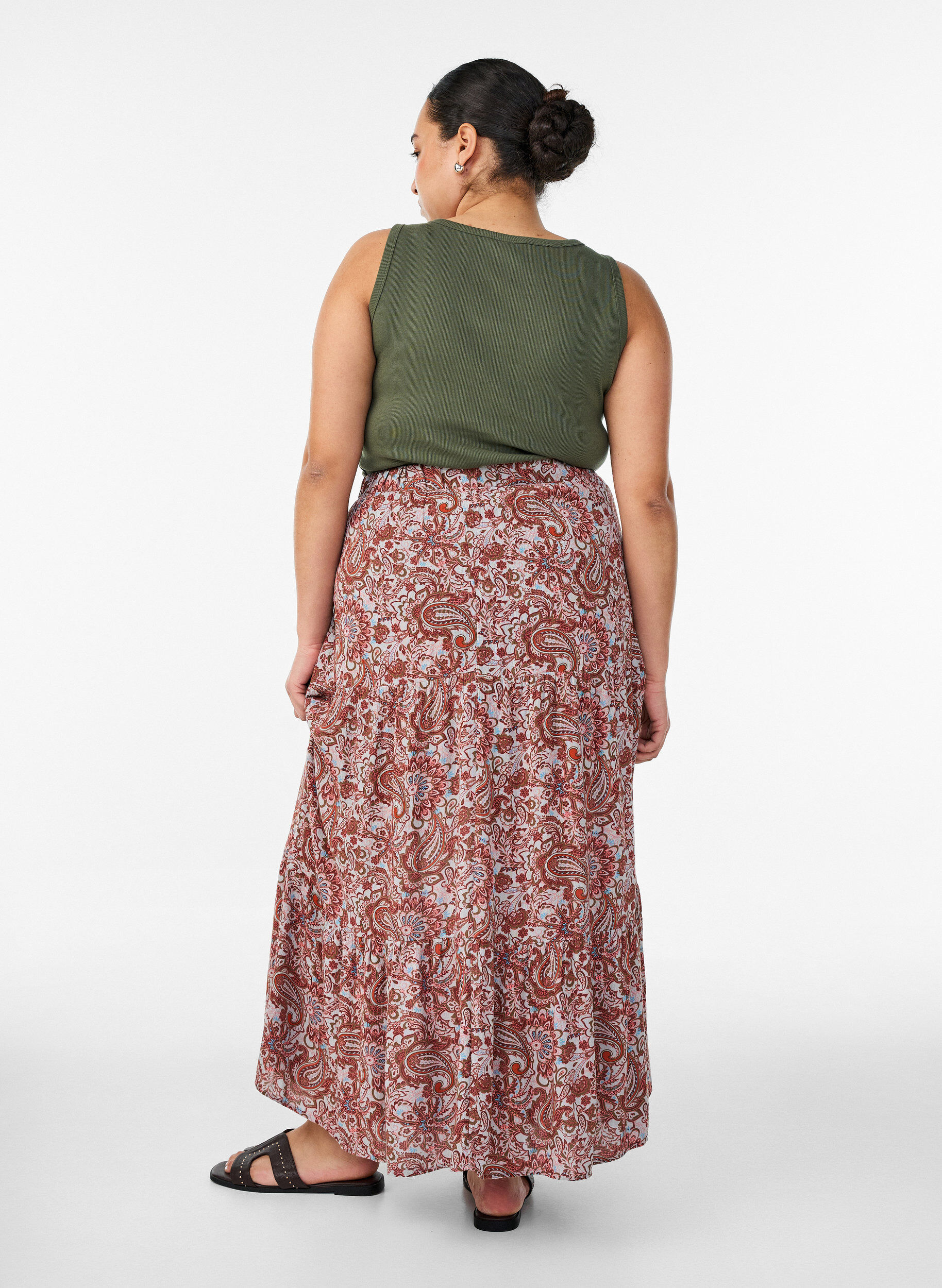 ZizziJupe longue &agrave; taille &eacute;lastiqu&eacute;e, Bordeaux, Model image number 1