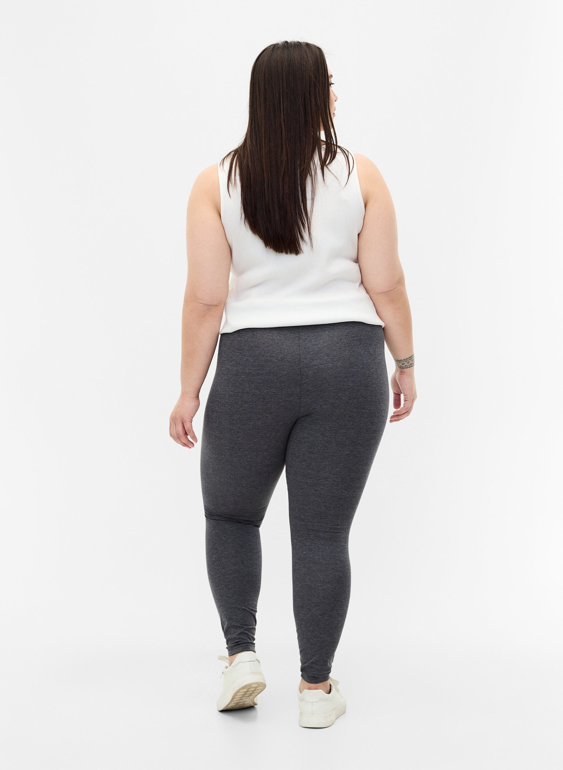 Zizzi Leggings m&eacute;lang&eacute; gris, Dark Grey Melange, Model image number 1