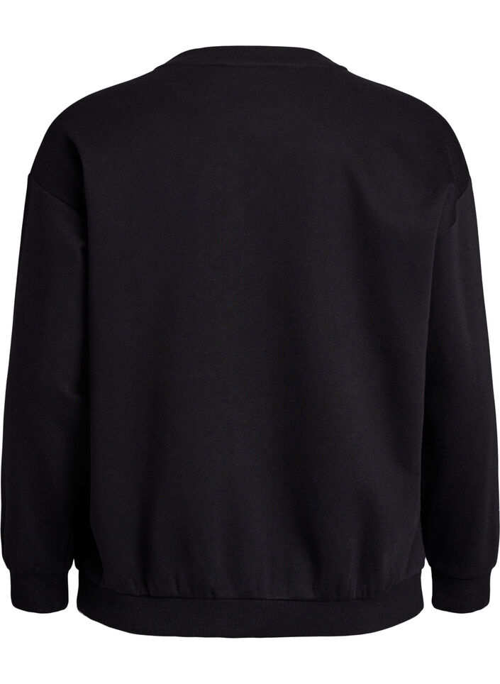 Sweatshirt avec d&eacute;tail statement, Noir, Packshot image number 1