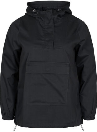 Anorak avec capuche et poche, Black, Packshot image number 0