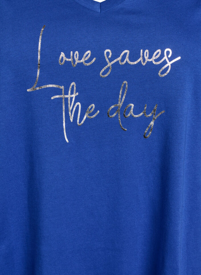 Chemise de nuit en coton biologique et &agrave; col en V, , Packshot image number 2