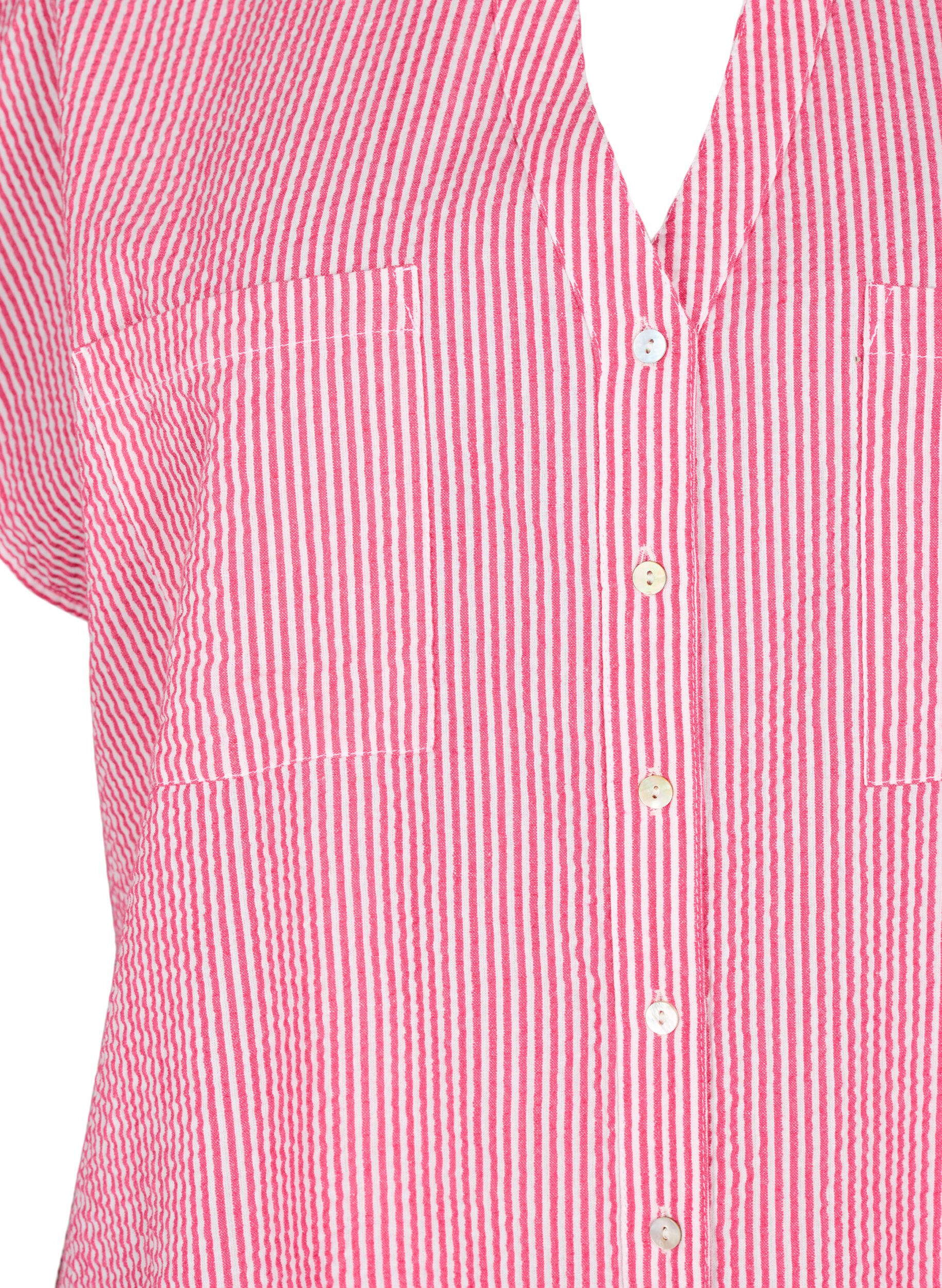 Zizzi Chemise &agrave; manches courtes en coton &agrave; rayures, Beetroot P. Stripe, Packshot image number 2