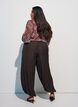 Pantalon ballon textur&eacute; avec ceinture &eacute;lastique, Marron, Model image number 1