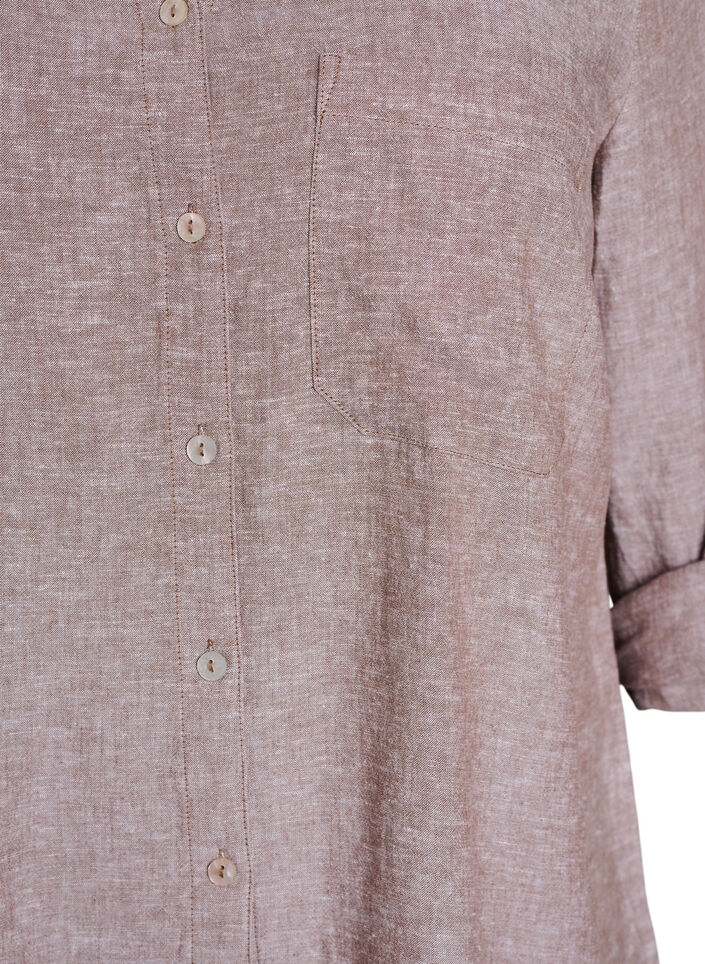 Chemise en lin et viscose avec manches 3/4, Marron, Packshot image number 2