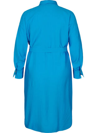 Robe chemise en viscose avec ceinture à nouer, Dresden Blue, Packshot image number 1